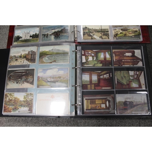 359 - TWO POSTCARD ALBUMS CONTAINING A LARGE QUANTITY OF ASSORTED POSTCARDS TO INCLUDE LOCOMOTIVE INTEREST... 