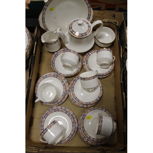 96 - TWO TRAYS OF ROYAL ALBERT HYDE PARK CHINA TO INCLUDE A TEA SET