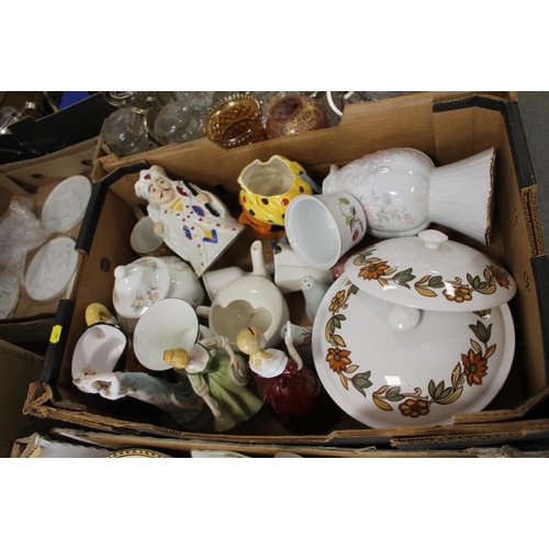 174 - TWO TRAYS OF ASSORTED CERAMICS TO INCLUDE AYNSLEY, CORNISH MOTTOWARE ETC.