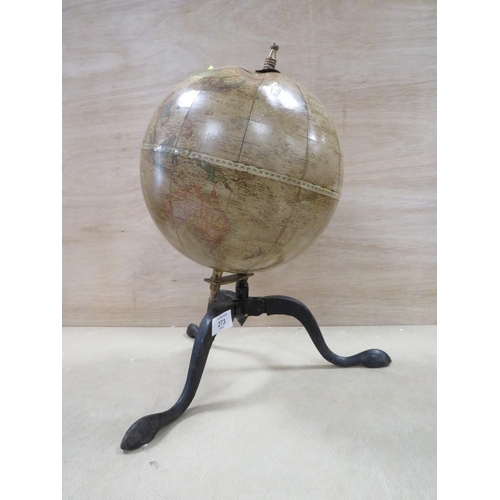 273 - A VINTAGE GLOBE ON FOLDING TRIPOD BASE - DENTED