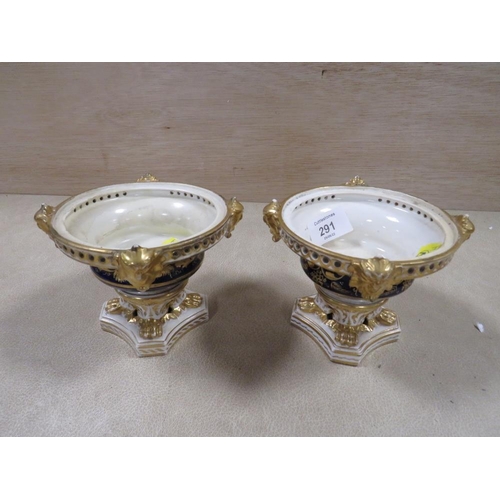 291 - A PAIR OF ANTIQUE CERAMIC BLOOR DERBY POT POURRI DISHES H- 9.5CM