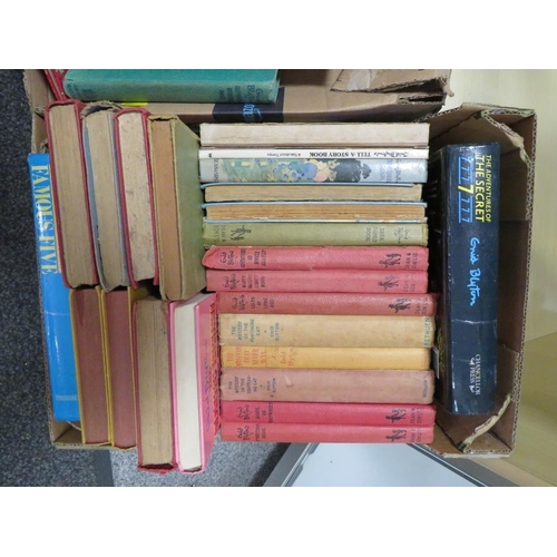 293 - THREE BOXES OF VINTAGE CHILDRENS BOOKS TO INCLUDE ENID BLYTON EXAMPLES