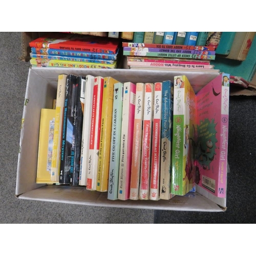 293 - THREE BOXES OF VINTAGE CHILDRENS BOOKS TO INCLUDE ENID BLYTON EXAMPLES