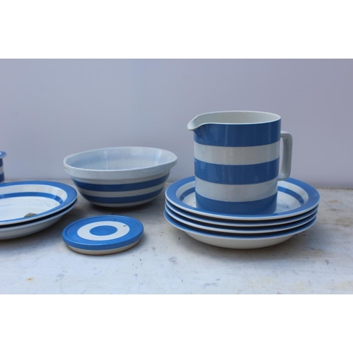 223 - A COLLECTION OF T G GREEN BLUE AND WHITE CORNISHWARE TO INCLUDE A JUG