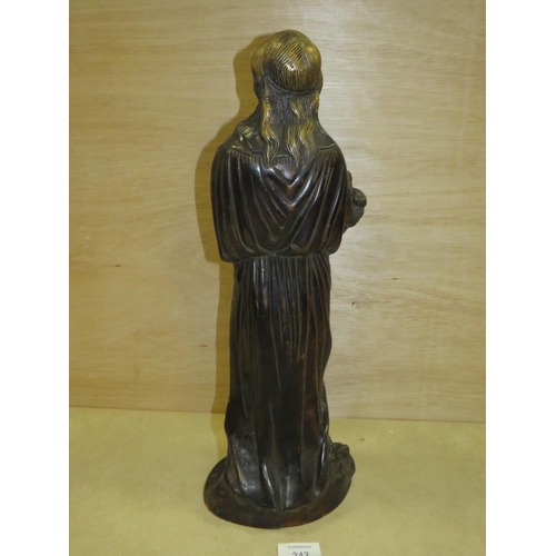 242 - A BRONZE FIGURE OF A LADY HOLDING A WHEATSHEAF SIGNED CAUSSE