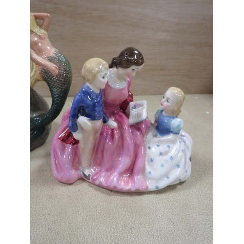 246 - TWO ROYAL DOULTON FIGURES - THE BEDTIME STORY HN2059 AND FAIR LADY HN2193 TOGETHER WITH A ROYAL DOUL... 