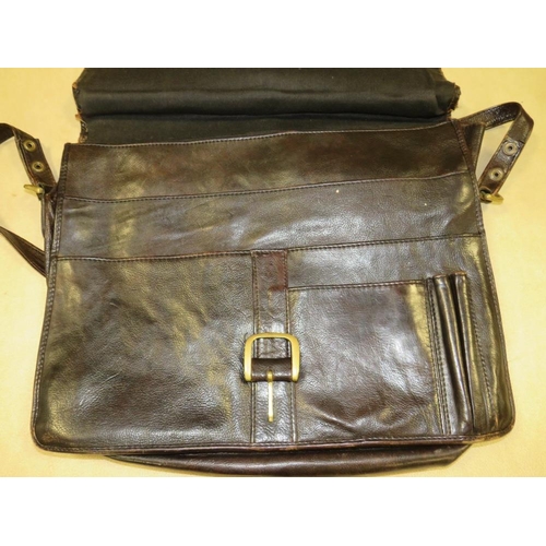 249 - A H & H HIDESIGN BLACK LEATHER SATCHEL