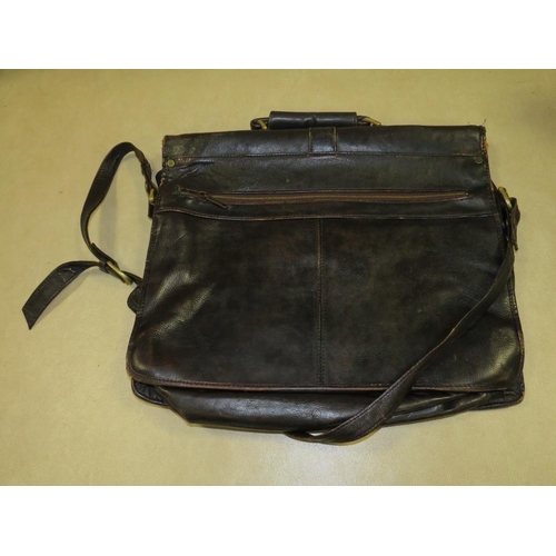 249 - A H & H HIDESIGN BLACK LEATHER SATCHEL