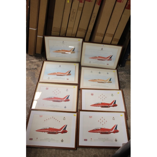 18 - A COLLECTION OF EIGHT 1990S & 2000S FRAMED AND GLAZED LIMITED EDITION RAF RED ARROWS PRINTS WITH SIG... 