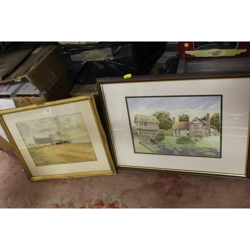 37 - A GILT FRAMED AND GLAZED WATERCOLOUR OF A COUNTRY FARM SIGN G.REEVES 96 TOGETHER WITH A FRAMED AND G... 