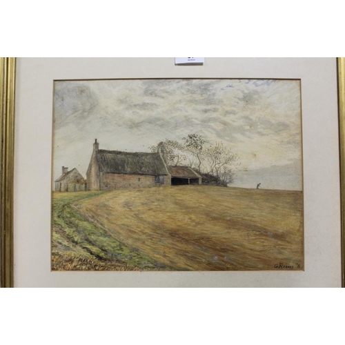 37 - A GILT FRAMED AND GLAZED WATERCOLOUR OF A COUNTRY FARM SIGN G.REEVES 96 TOGETHER WITH A FRAMED AND G... 