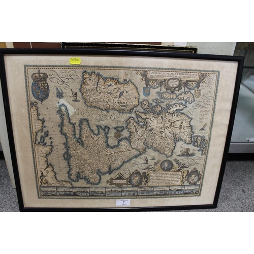 7 - A VINTAGE FRAMED AND GLAZED MAP OF THE UNITED KINGDOM