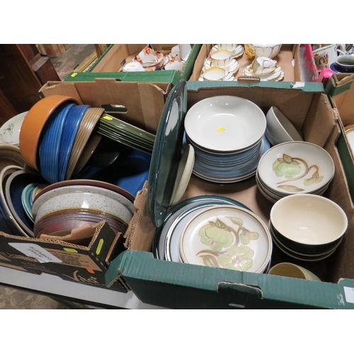 103 - TWO TRAYS OF ASSORTED DENBY STONEWARE DINNERWARE