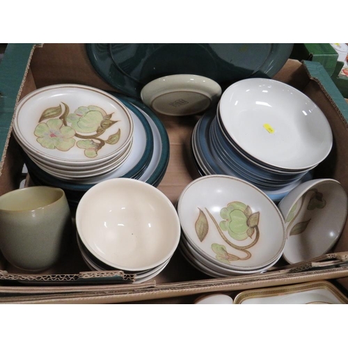 103 - TWO TRAYS OF ASSORTED DENBY STONEWARE DINNERWARE