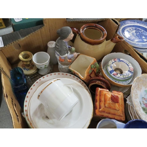 118 - FOUR TRAYS OF ASSORTED CHINA AND CERAMICS TO INCLUDE DORCHESTER CHINA, ROYAL DOULTON ETC