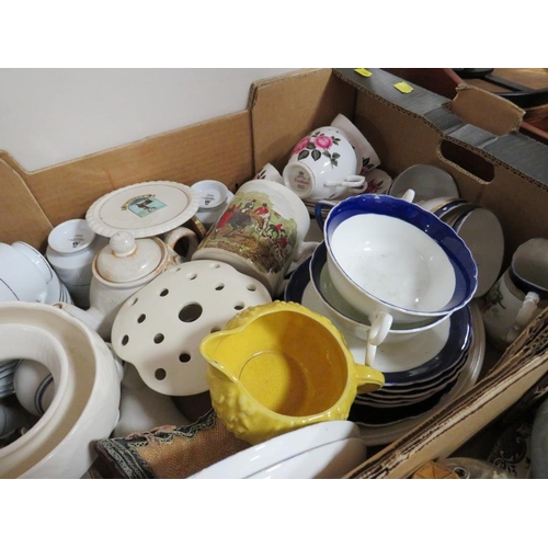 118 - FOUR TRAYS OF ASSORTED CHINA AND CERAMICS TO INCLUDE DORCHESTER CHINA, ROYAL DOULTON ETC