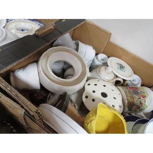 118 - FOUR TRAYS OF ASSORTED CHINA AND CERAMICS TO INCLUDE DORCHESTER CHINA, ROYAL DOULTON ETC