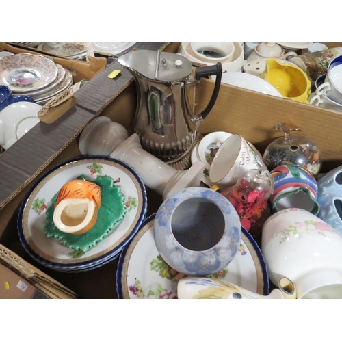 118 - FOUR TRAYS OF ASSORTED CHINA AND CERAMICS TO INCLUDE DORCHESTER CHINA, ROYAL DOULTON ETC