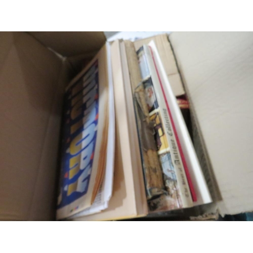 122 - FOUR BOXES OF ANTIQUES REFERENCE BOOKS ETC (PLASTIC TRAYS NOT INCLUDED)