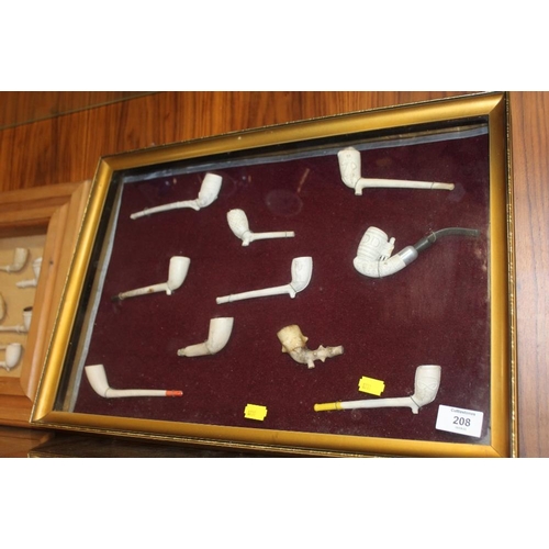 208 - TWO FRAMED CLAY PIPE DISPLAYS