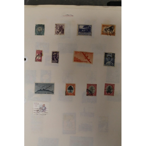 218 - A COLLECTION OF STAMP ALBUMS CONTAINING BRITISH AND WORLD STAMPS, FDC ETC