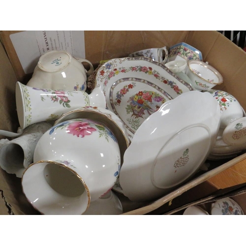 75 - TWO BOXES OF ASSORTED CERAMICS TO INCLUDE COALPORT, ROYAL WORCESTER ETC