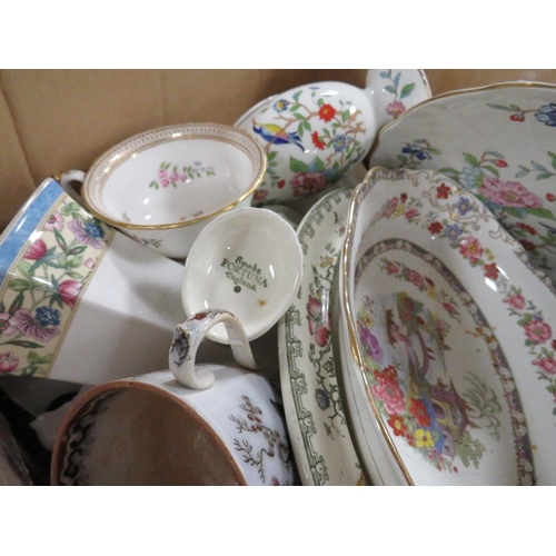 75 - TWO BOXES OF ASSORTED CERAMICS TO INCLUDE COALPORT, ROYAL WORCESTER ETC