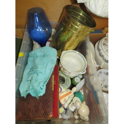 77 - A BOX OF ASSORTED CERAMICS ETC TO INCLUDE PORTMEIRION, SYLVAC ETC