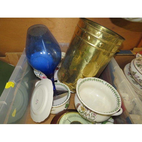 77 - A BOX OF ASSORTED CERAMICS ETC TO INCLUDE PORTMEIRION, SYLVAC ETC