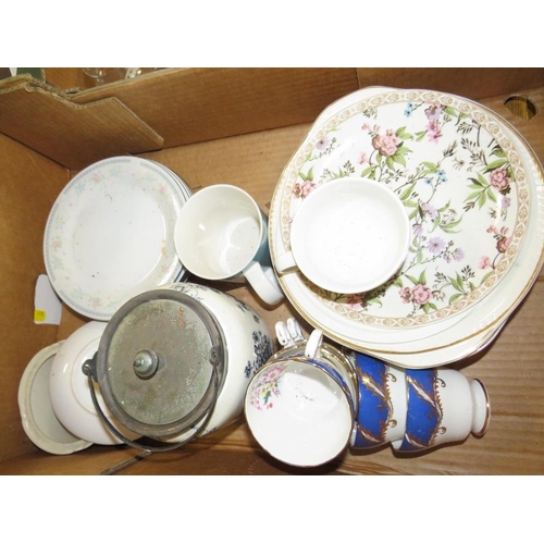 80 - THREE TRAYS OF ASSORTED CERAMICS AND GLASS TO INCLUDE A MDINA GLASS DOVES PAPERWEIGHT, PARAGON FLORA... 