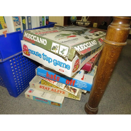 136 - A BOX OF TOYS AND GAMES TO INCLUDE BURAGO TOY CARS