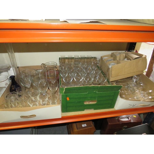 148 - THREE TRAYS OF ASSORTED GLASSWARE TO INCLUDE CUT GLASS ETC