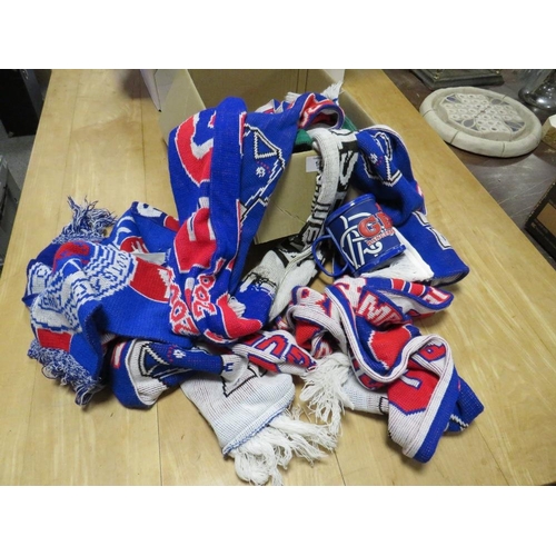 149 - A QUANTITY OF GLASGOW RANGERS SCARVES ETC.