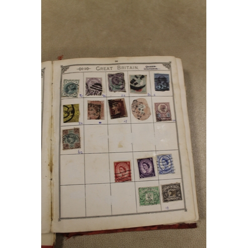 142 - TWO STAMP ALBUMS TOGETHER WITH A BAG OF LOOSE STAMPS