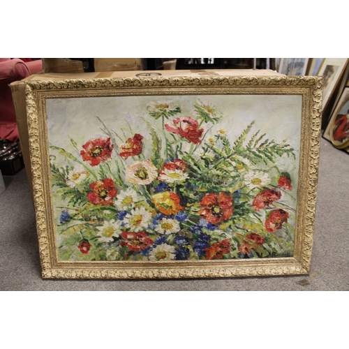 57 - A FRAMED IMPRESSIONIST STILL LIFE OIL ON CANVAS, INDISTINCTLY SIGNED LOWER RIGHT, POSSIBLY POLISH