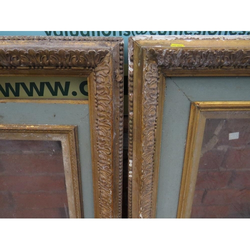 49 - A PAIR OF LATE 19TH / EARLY 20TH CENTURY GILTWOOD PICTURE FRAMES, with inset painted slip, glazed, r... 