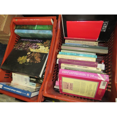 120 - TWO LARGE BOXES OF WINE RELATED HARD BACK BOOKS ETC.