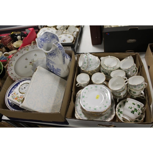 100 - TWO TRAYS OF ASSORTED CHINA AND CERAMICS TO INCLUDE GRAFTON DUNOON CHINA, AYNSLEY ETC.