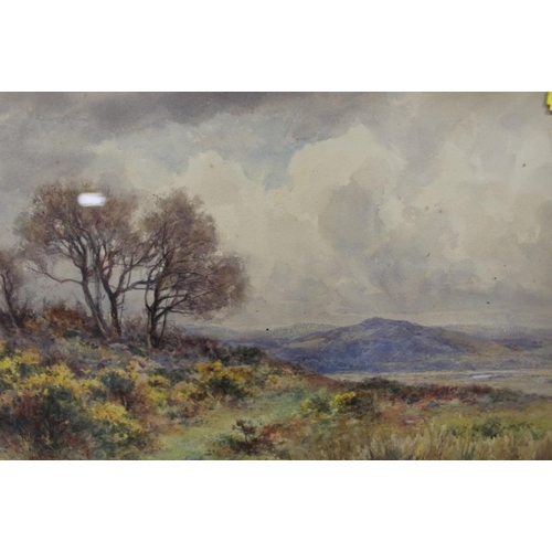 15 - A GILT FRAMED AND GLAZED WATERCOLOUR OF AN EXTENSIVE LANDSCAPE SIGNED J. CLINTON JONES 1903