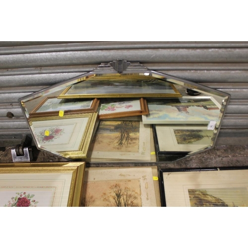 18 - A COLLECTION OF PICTURES AND PRINTS TO INCLUDE AN ANTIQUE UNFRAMED WATERCOLOUR, OIL ON BOARD OF A WI... 