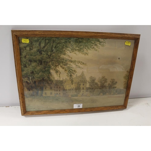 25 - A FRAMED AND GLAZED OF A MANOR HOUSE SIGNED MARTIN BORCH 1911