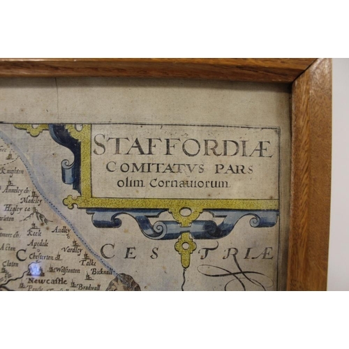 27 - A HAND COLOURED MAP OF STAFFORDSHIRE MARKED WILLIAM KIPP