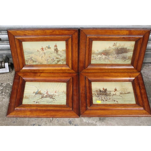 37 - A QUANTITY OF ASSORTED PRINTS TO INCLUDE A SET OF FOUR FRAMED AND GLAZED HUNTING SCENE PRINTS