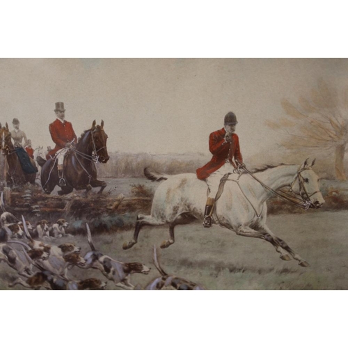 37 - A QUANTITY OF ASSORTED PRINTS TO INCLUDE A SET OF FOUR FRAMED AND GLAZED HUNTING SCENE PRINTS