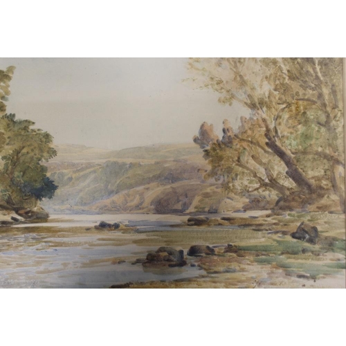 39 - FOUR FRAMED AND GLAZED WATERCOLOURS TO INCLUDE A MOUNTAINOUS SCENE SIGNED FRANCIS NICHOLSON R.W.S. T... 