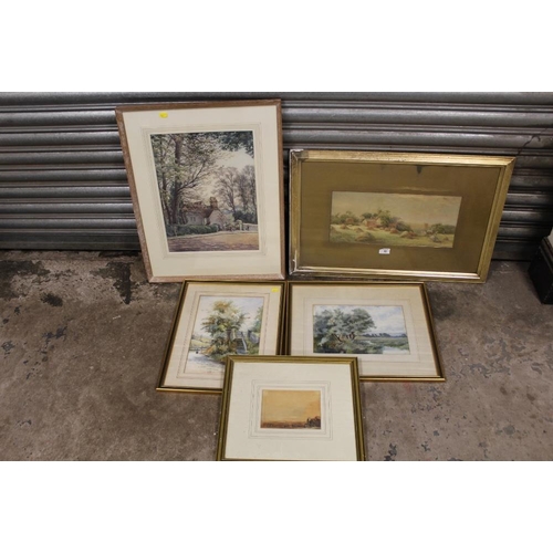 43 - A COLLECTION OF FRAMED AND GLAZED WATERCOLOURS TO INCLUDE A COUNTRY HOUSE SIGNED STANLEY W GIBB, A S... 