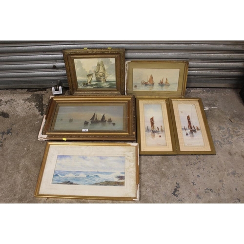 44 - A COLLECTION OF MARITIME INTEREST PICTURES TO INCLUDE AN OIL ENTITLED 'MORNING' SIGNED B PINSELL ETC... 