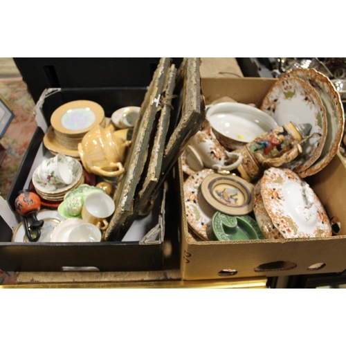 81 - TWO TRAYS OF ASSORTED CHINA AND CERAMICS TO INCLUDE W ADAMS AND SONS DINNERWARE, ROYAL ALBERT CUP AN... 