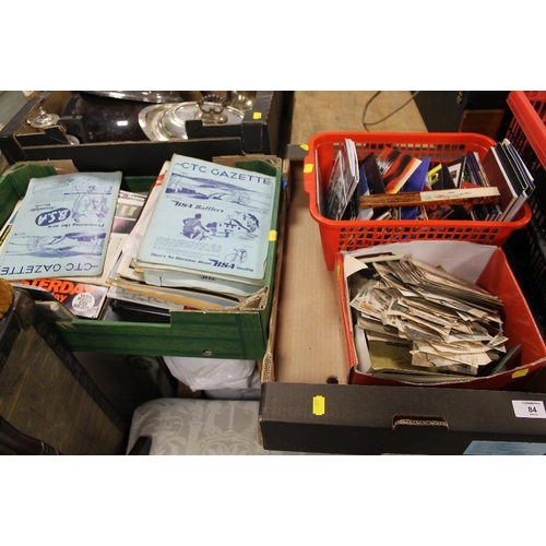 84 - TWO TRAYS OF ASSORTED EPHEMERA TO INCLUDE THURMAN PUBLISHING MR MEN BOOKS, VARIOUS TV AND RADIO TIME... 