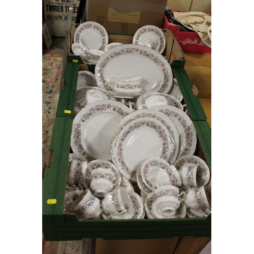 69 - THREE TRAYS OF PARAGON MEADOWVALE CHINA TO INCLUDE TUREENS, TRIOS ETC.